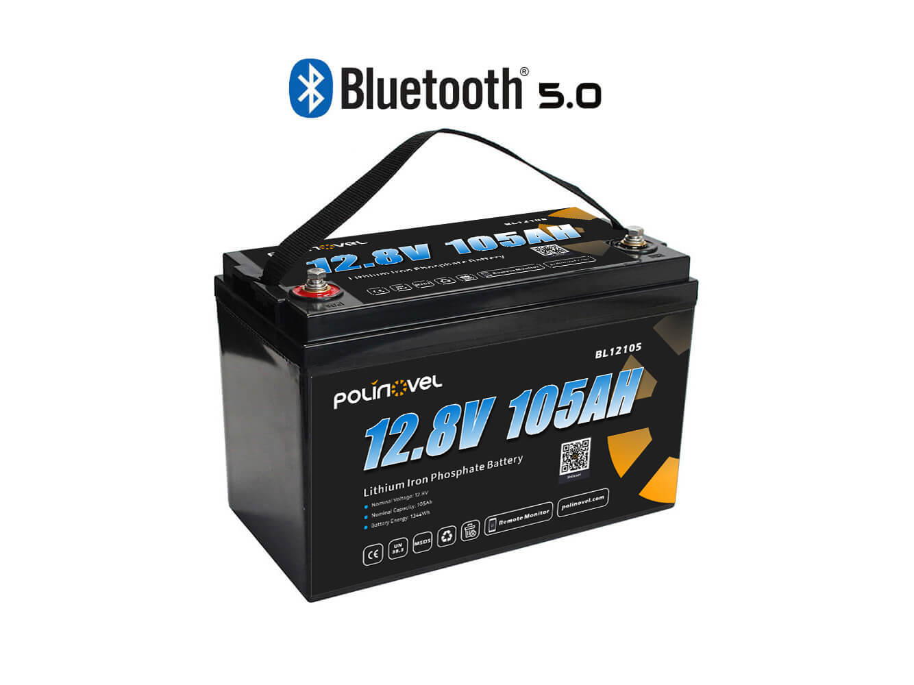 Polinovel 12V 105AH Bluetooth lithium battery