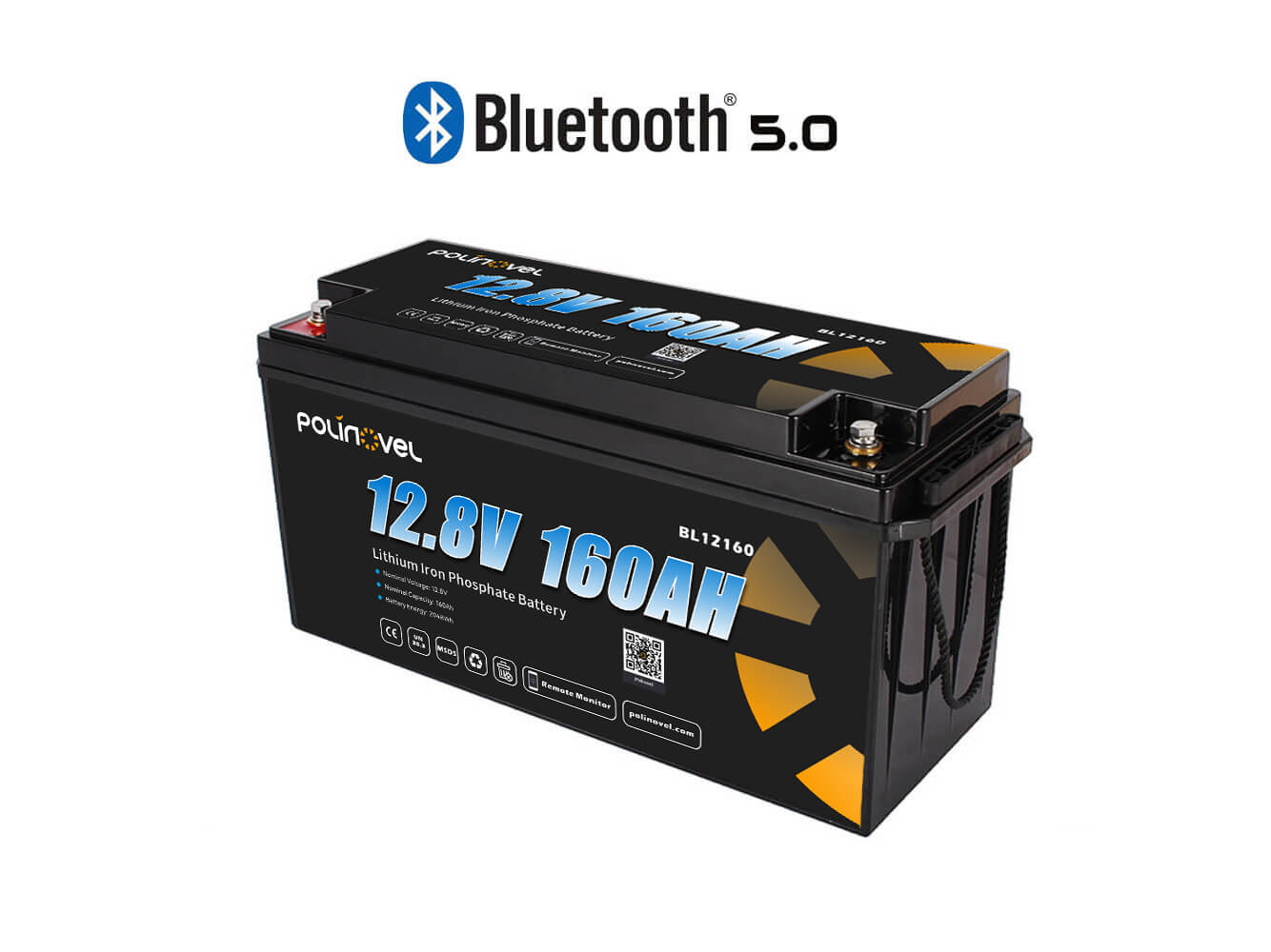 Polinovel 12V 160AH Bluetooth lithium battery