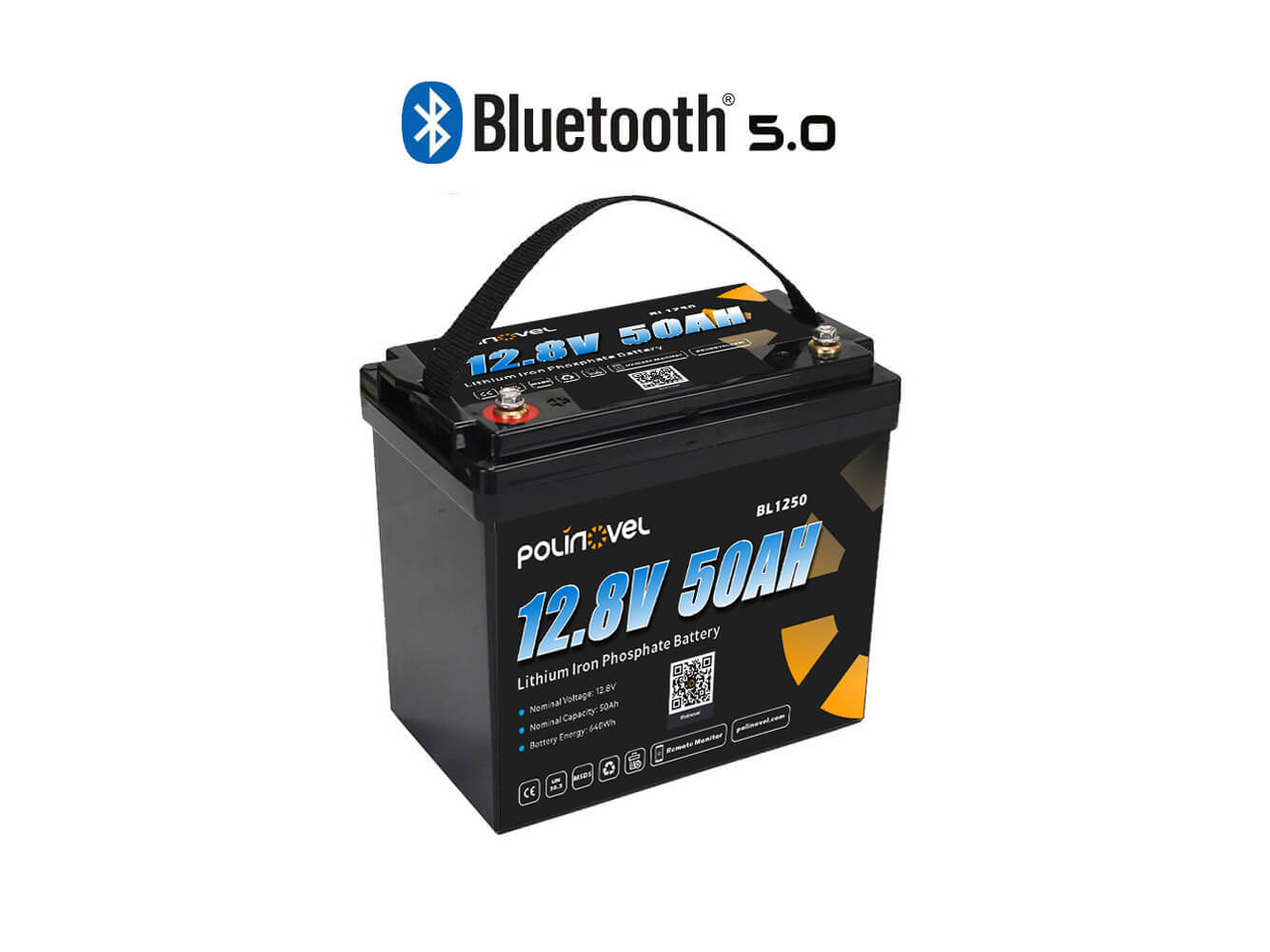 Polinovel 12V 50AH Bluetooth lithium battery