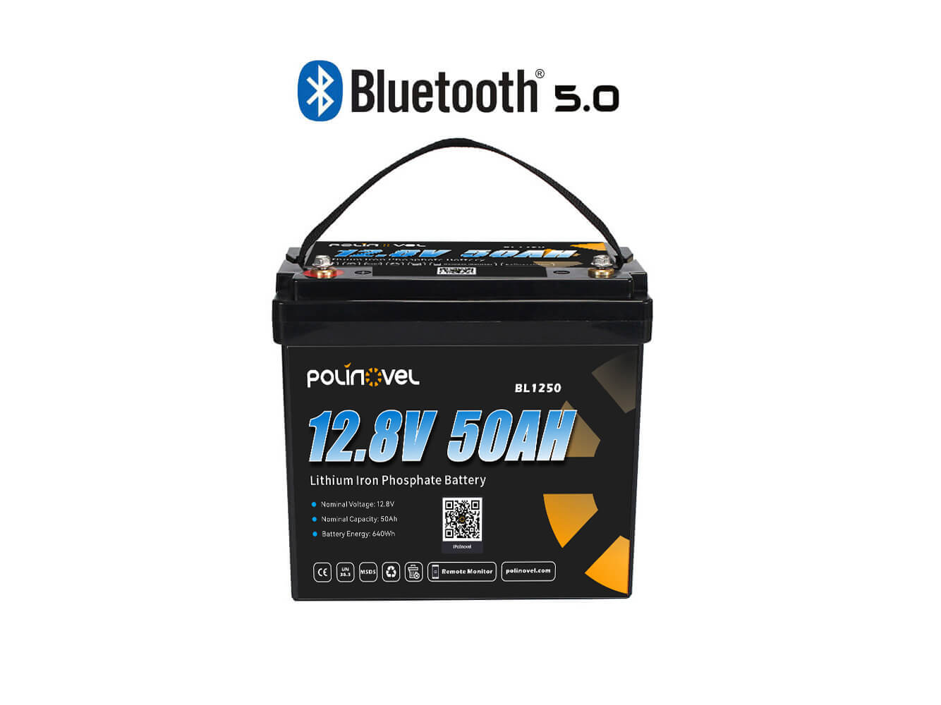 Polinovel 12V 50AH Bluetooth lithium battery