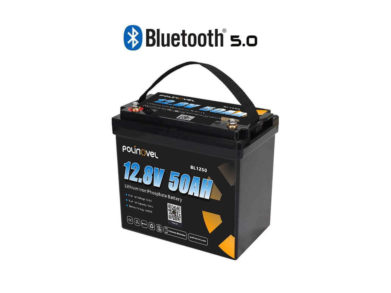 Polinovel 12V 50AH Bluetooth lithium battery