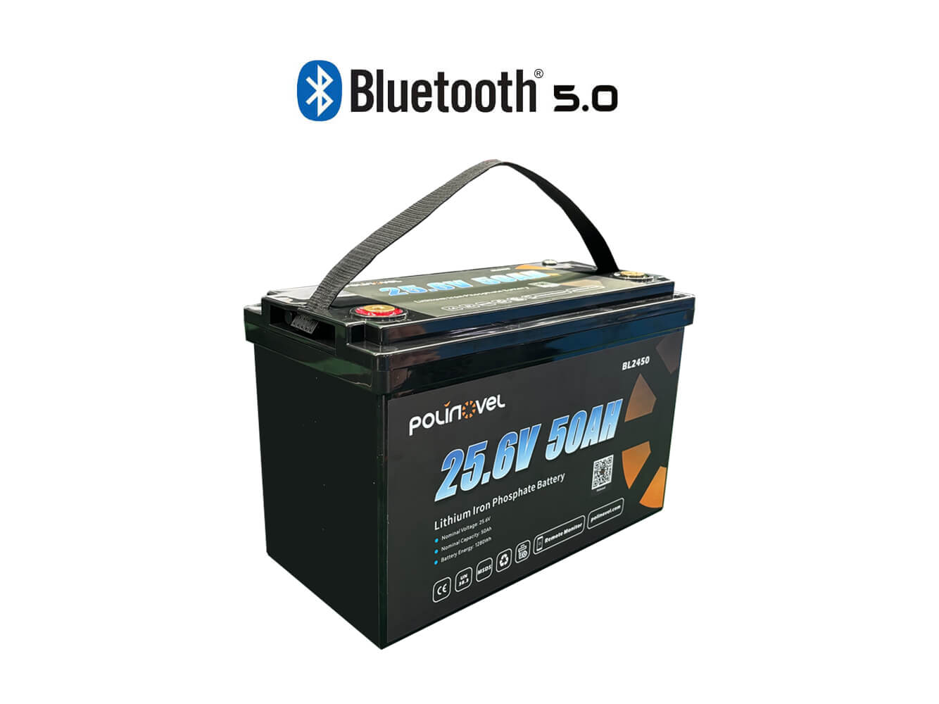 Polinovel 24V 50AH Bluetooth lithium battery