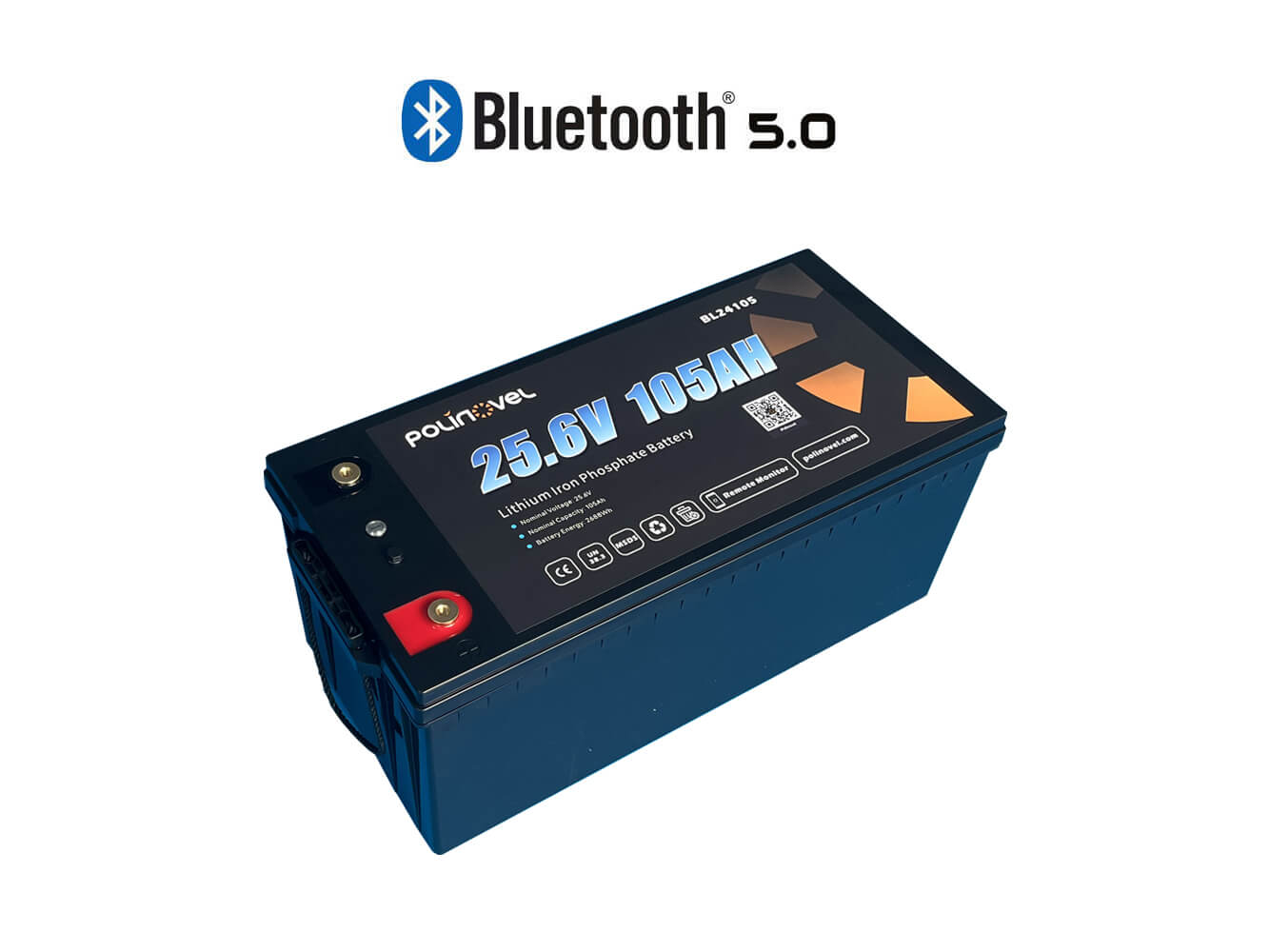 Polinovel 24V 105AH Bluetooth lithium battery