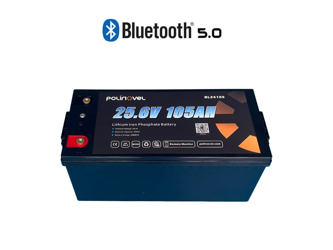 Polinovel 24V 105AH Bluetooth lithium battery
