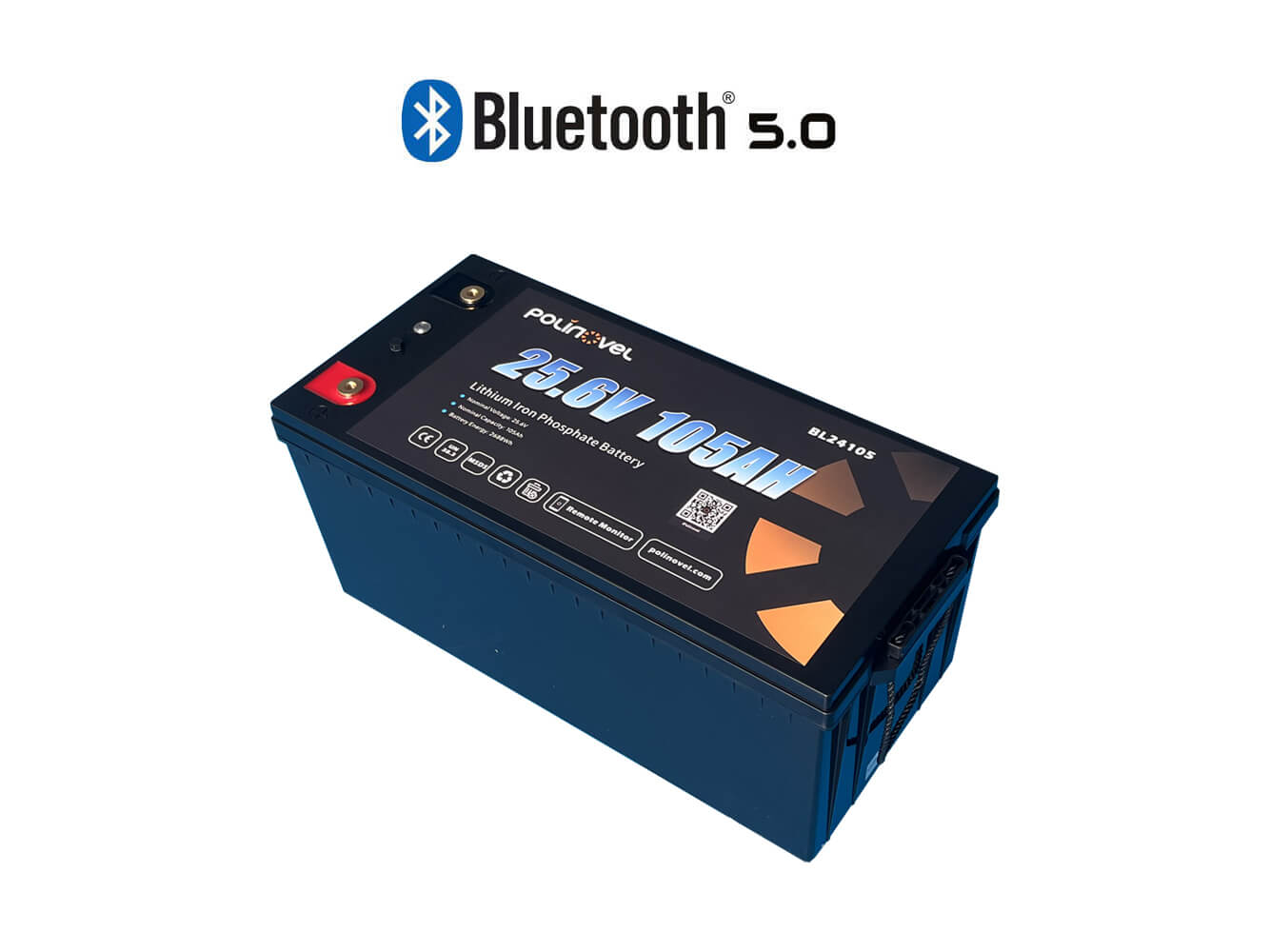 Polinovel 24V 105AH Bluetooth lithium battery