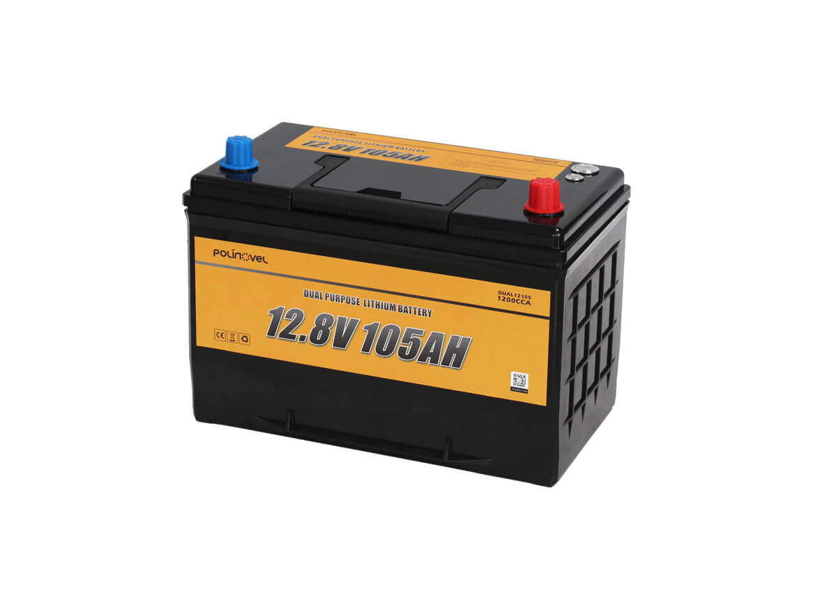Polinovel 12V 105Ah Dual Purpose Lithium Battery