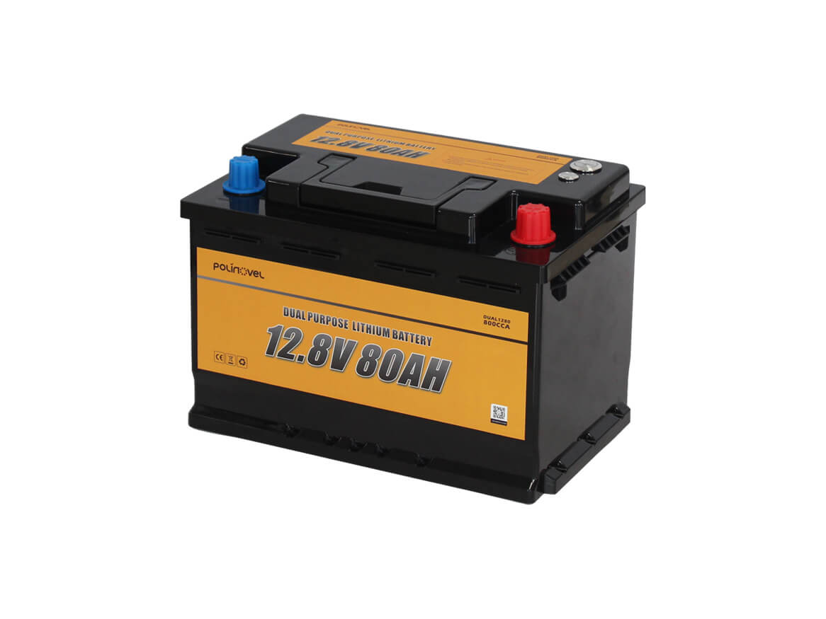 Polinovel 12V 80Ah Dual Purpose Lithium Battery